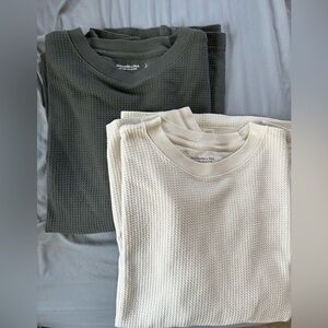 Abercrombie & Fitch Men’s 2-Pack Long-Sleeve Grid Waffle Tee Size Large